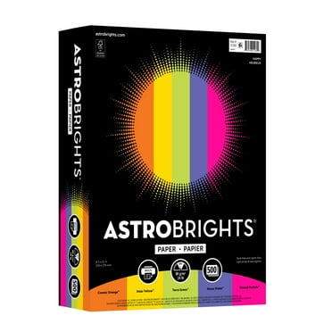 Astrobrights Happy 5-Color Paper, 8.5" x 11", 24 lb./89 Gsm, 500 Sheets