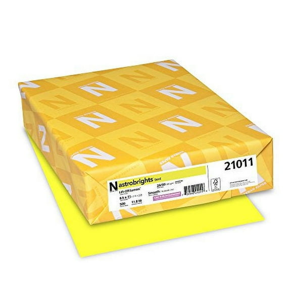 Astrobrights Color Paper, 8.5” x 11”, 24 lb/89 gsm, Lift-Off Lemon, 500 Sheets (21011)