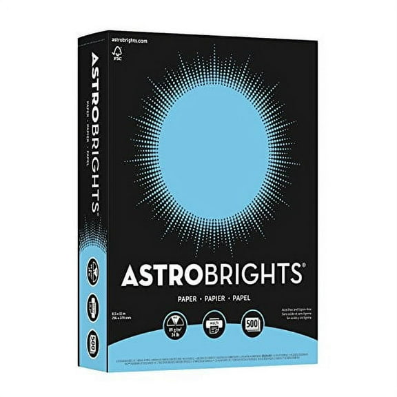 Astrobrights Color Paper, 8.5” x 11”, 24 lb/89 gsm, Lunar Blue, 500 Sheets (21528)