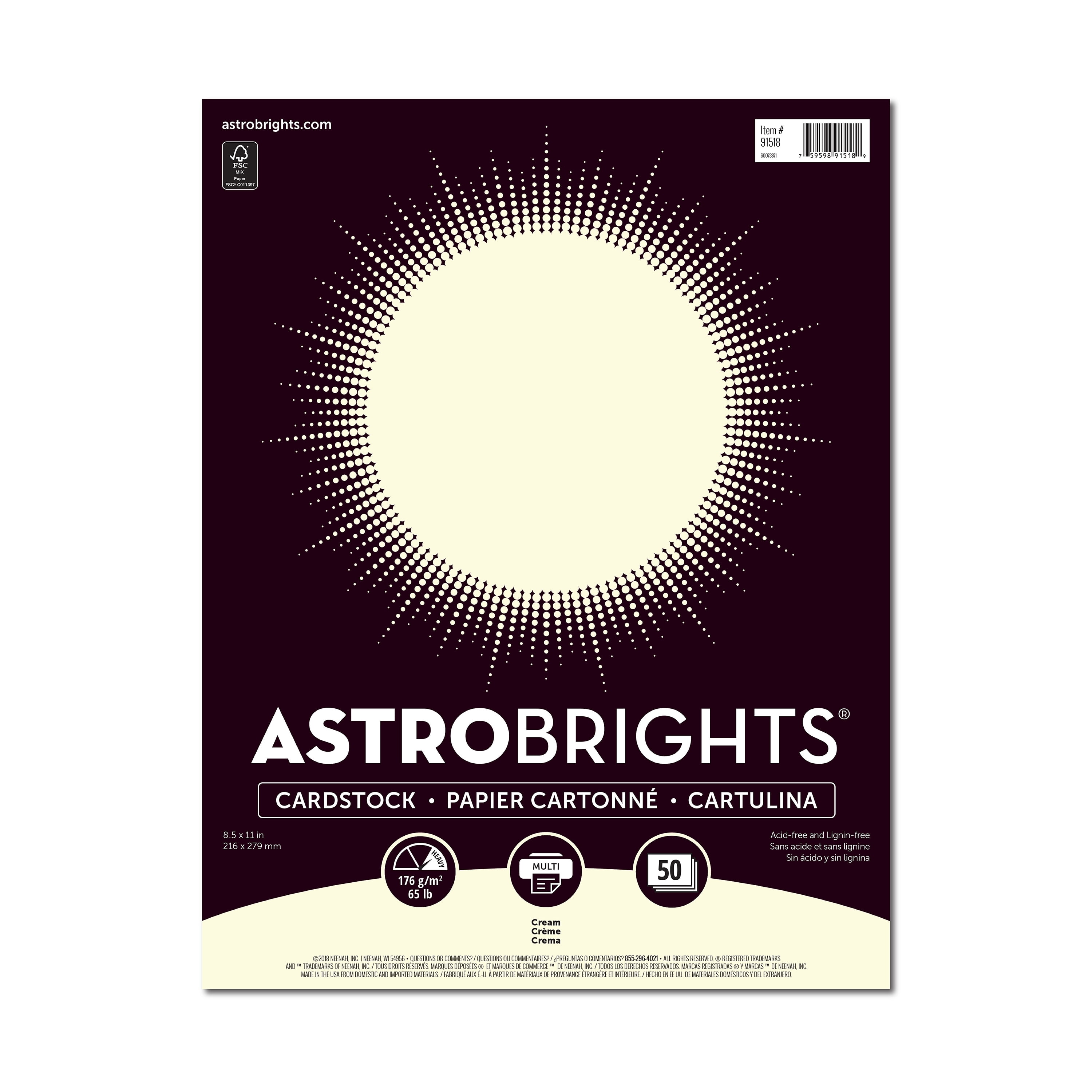 Astrobrights Colored Cardstock, 8.5” x 11”, 65 lb / 176 gsm
