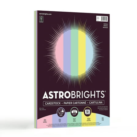 Astrobrights Colored Cardstock, 8.5" x 11", 176 Gsm, Pastel Assortment, 50 Sheets (91724)
