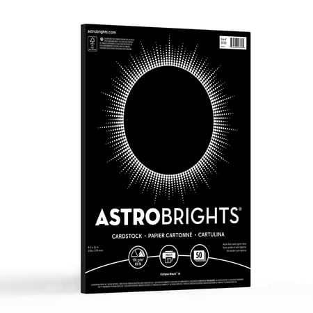 Astrobrights Colored Cardstock, Eclipse Black, 50 Sheets