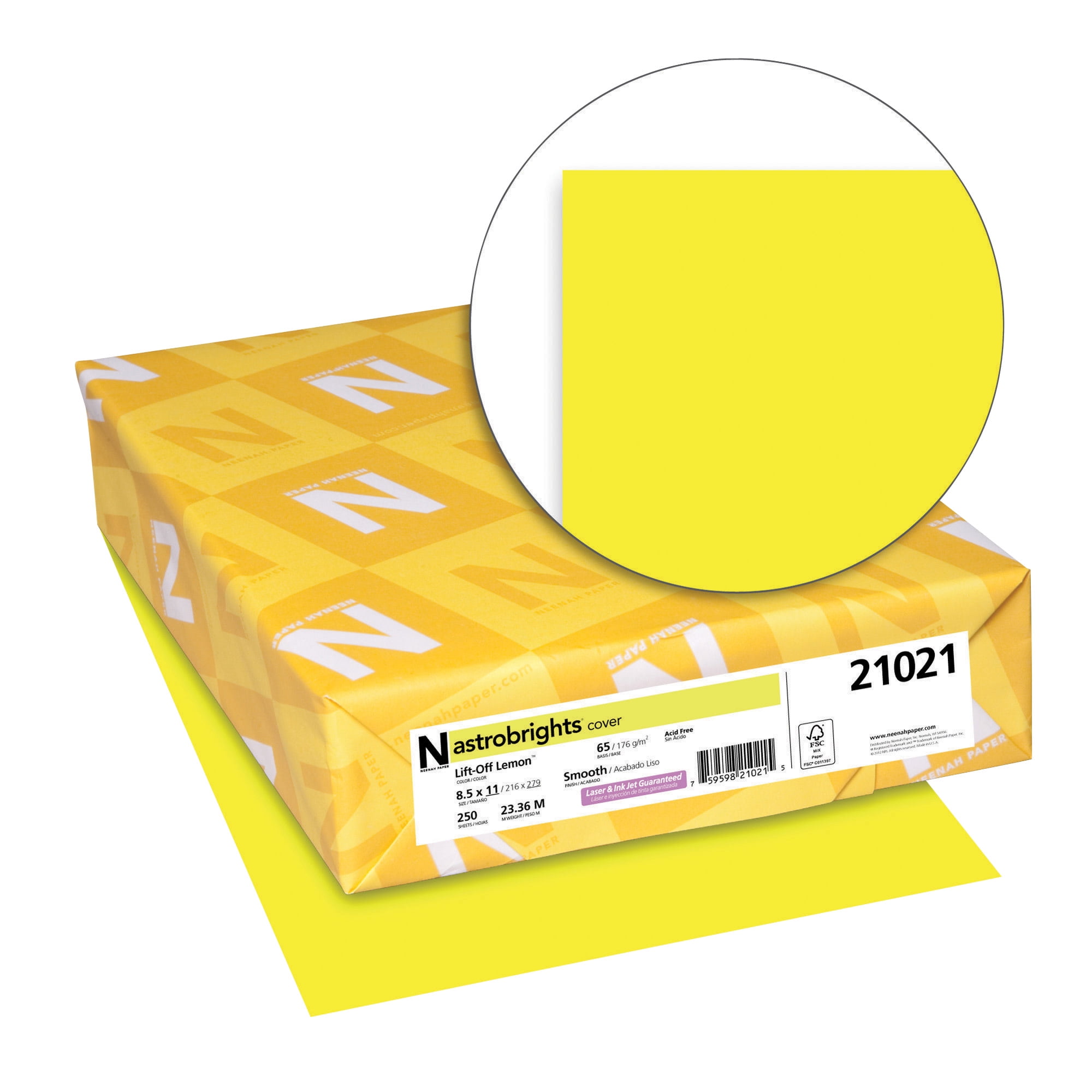 Astrobrights Color Paper, 8.5” x 11”, 24# Lift-Off Lemon 500 Sheets (21018)