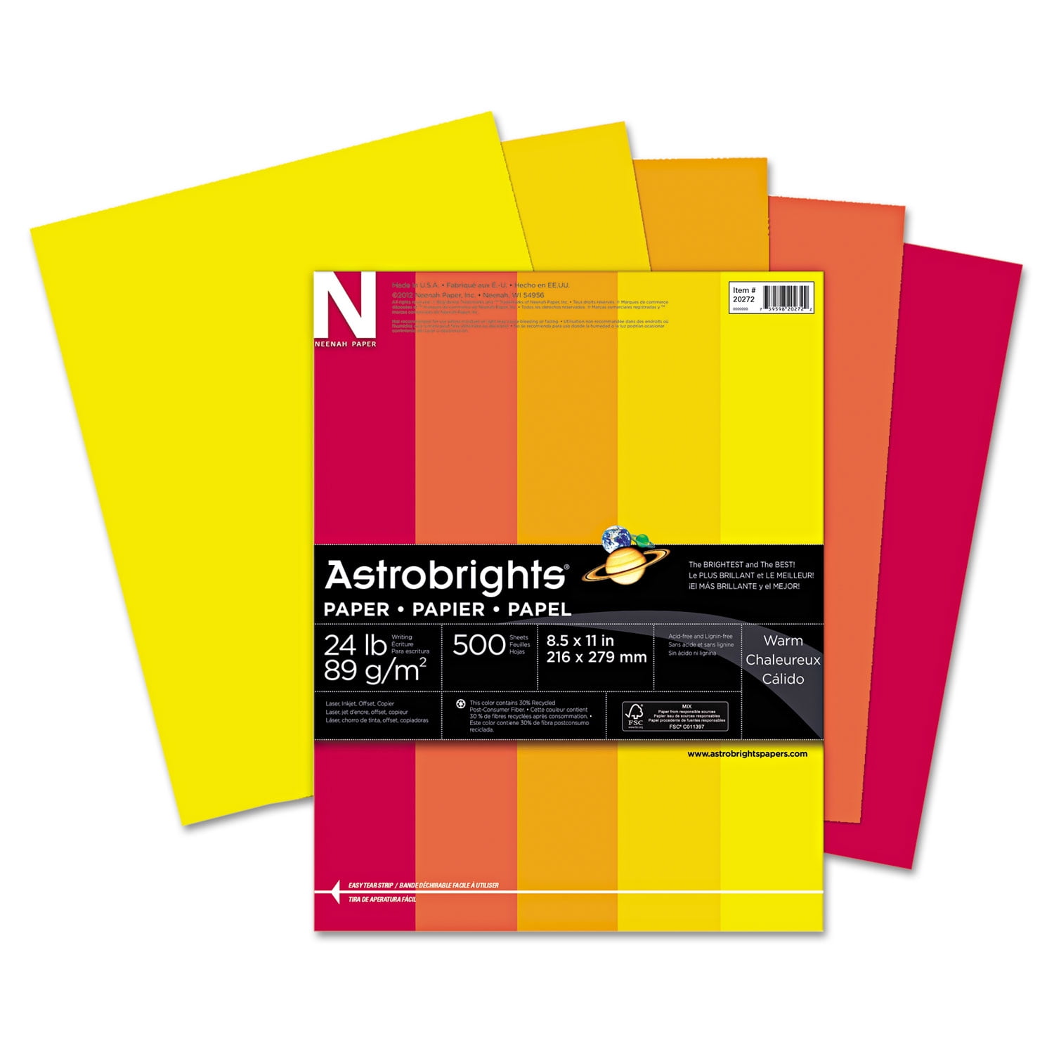 Neenah Astrobrights Color Paper Letter Size 24 lb 100 sheets Acid Lignin  Free