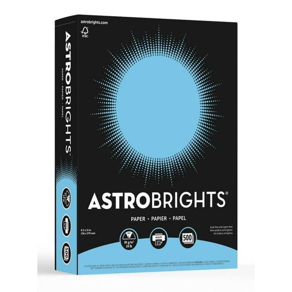 Astrobrights Blue Paper, 8.5" x 11", 24 lb./89 Gsm, Lunar Blue, 500 Sheets (21528-01)