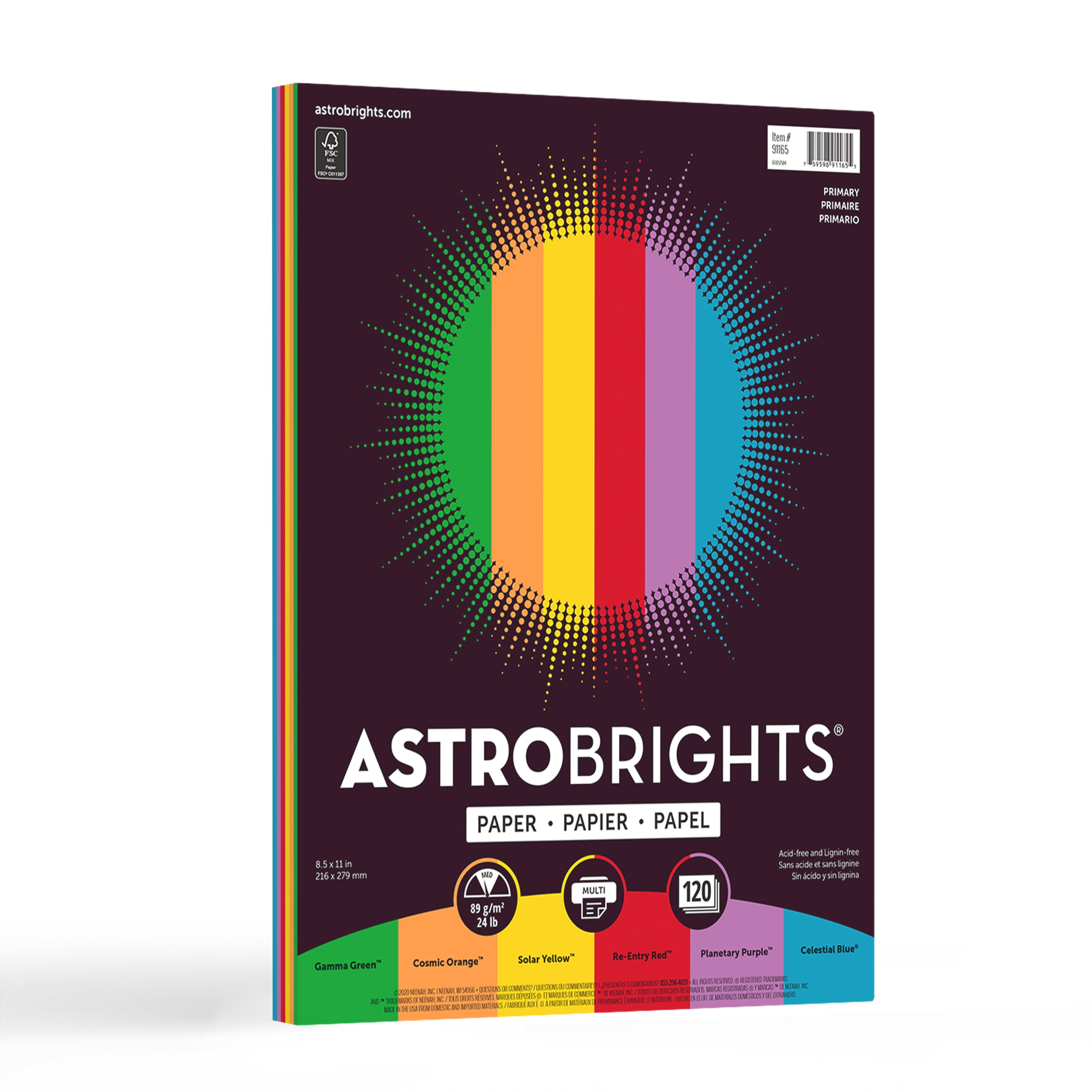 Astrobrights Mega Collection, Colored Paper, Brilliant 5-Color  Assortment, 625 Sheets, 24 lb/89 gsm, 8.5 x 11 - MORE SHEETS! (91684) 
