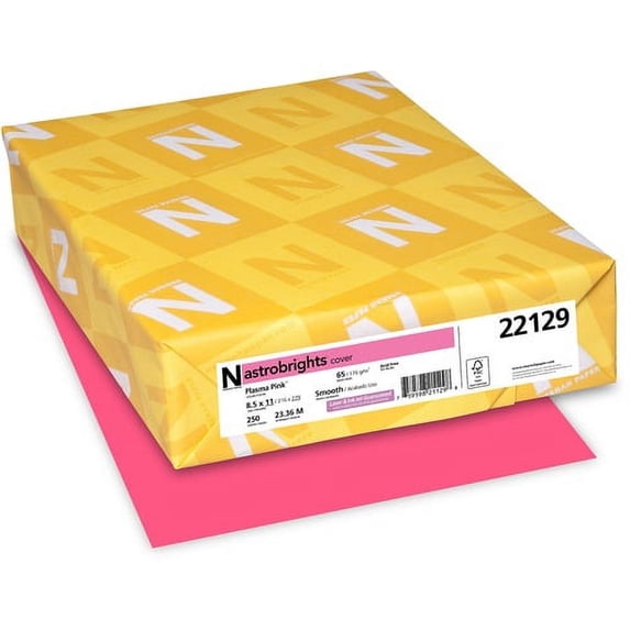 Astrobrights Laser, Inkjet Printable Multipurpose Card - Plasma Pink - Letter - 8 1/2" x 11" - 65 lb Basis Weight - Smooth - 250 / Pack - FSC - Durable, Acid-free, Lignin-free, | Bundle of 10 Packs