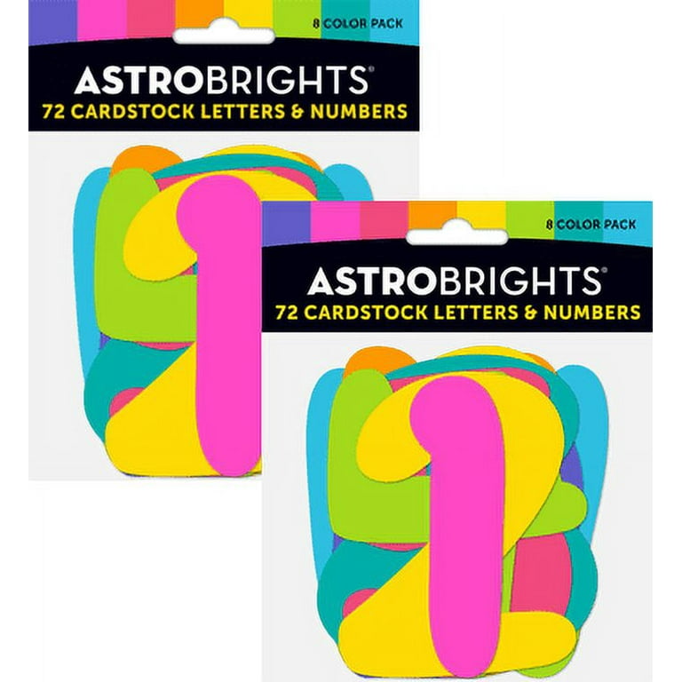Astrobrights Letters and Numbers Cardstock Die-Cuts, 2 x 10, 65 lb., 144  shapes, Combo Pack (2pack) 