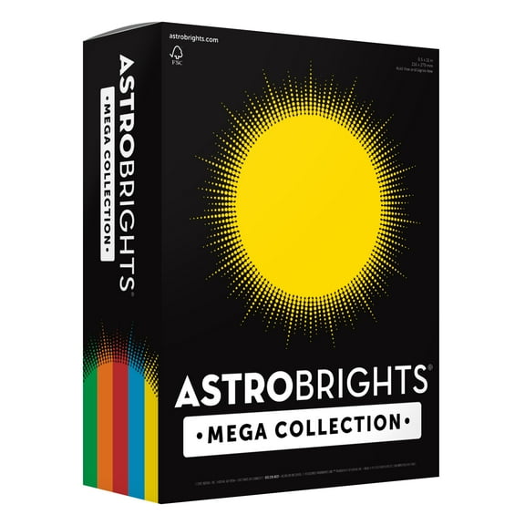 Astrobrights Primary Color Mega Cardstock, 8.5" x 11", 65 lb./176 Gsm, 320 Sheets (91551)
