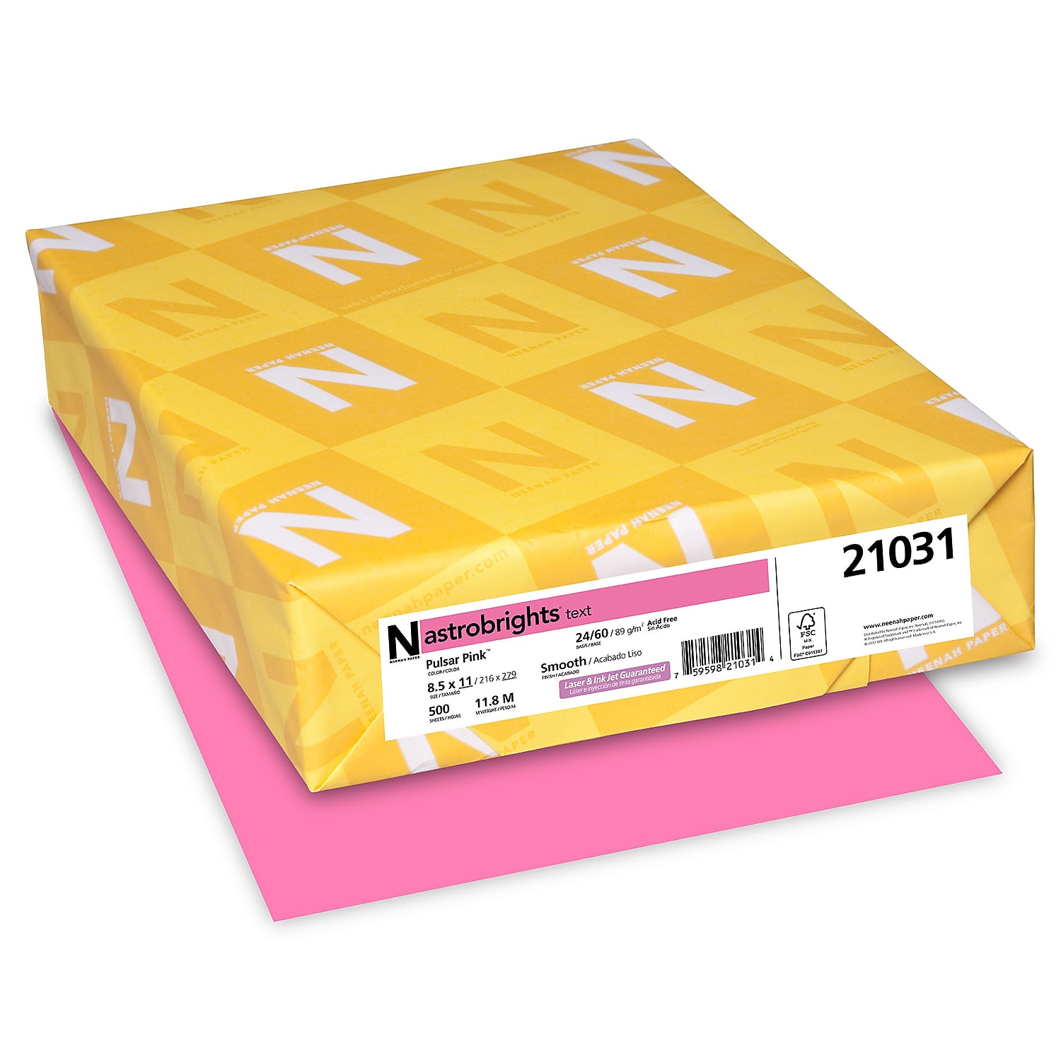 Neenah Paper 21031 Color Paper, 24 Lb Bond Weight, 8.5 X 11, Pulsar Pink, 500/ream
