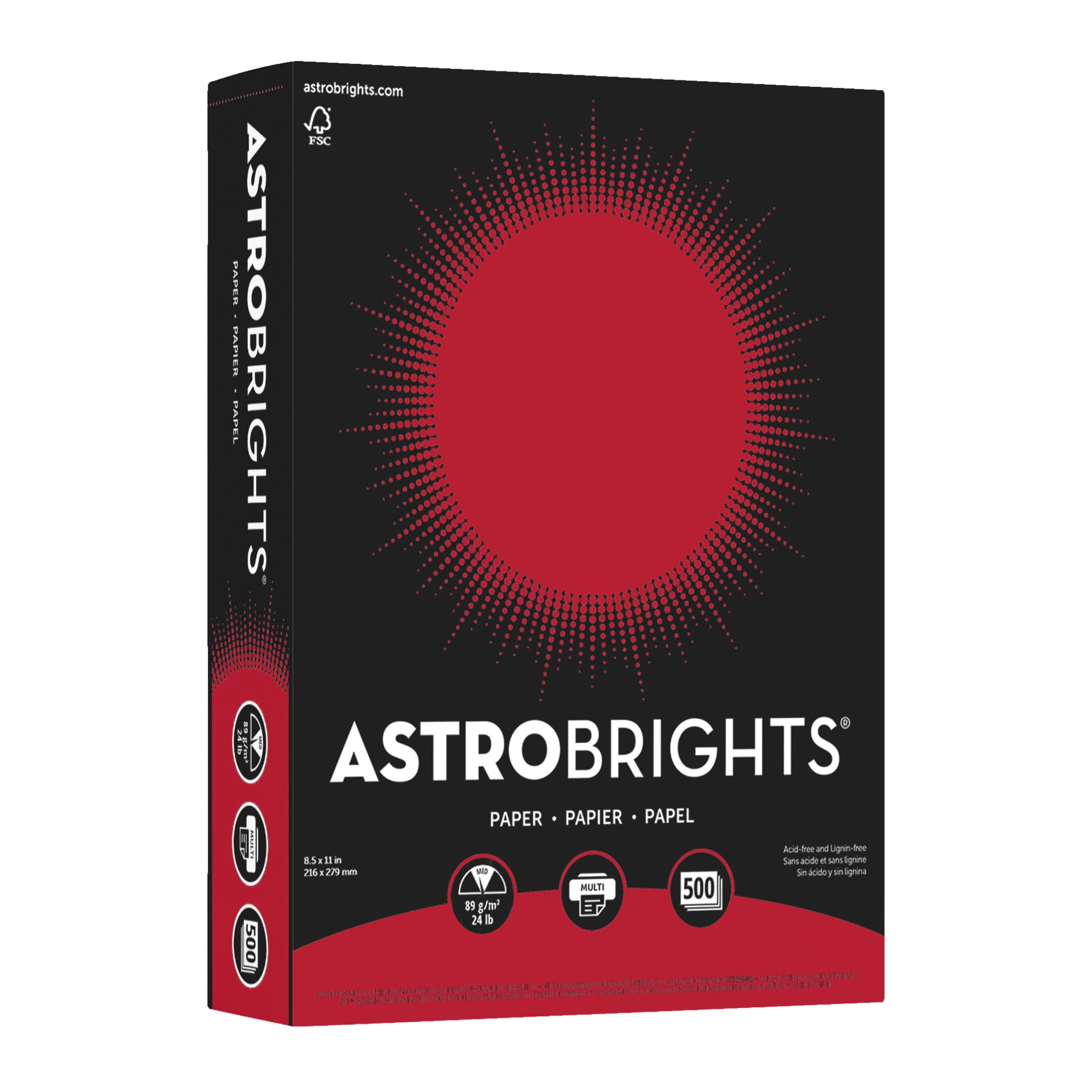 Astrobrights Multipurpose Paper 24 lbs 8.5 x 11 Re-Entry Red 491619 