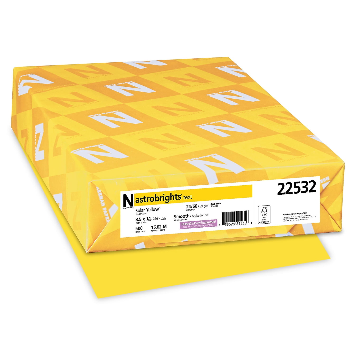 Astrobrights Multipurpose Paper 24 lbs 8.5" x 14" Solar Yellow 495467