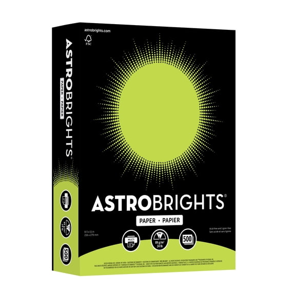 Astrobrights Colored Paper, Terra Green, 24 lb., 8.5" x 11", 500 Sheets