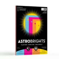 Astrobrights Wide Ruled Filler Paper, 4-Color Assortment, 100 Sheets per Pack, 20 lb Paper, Blue, Pink, Yellow, Orange