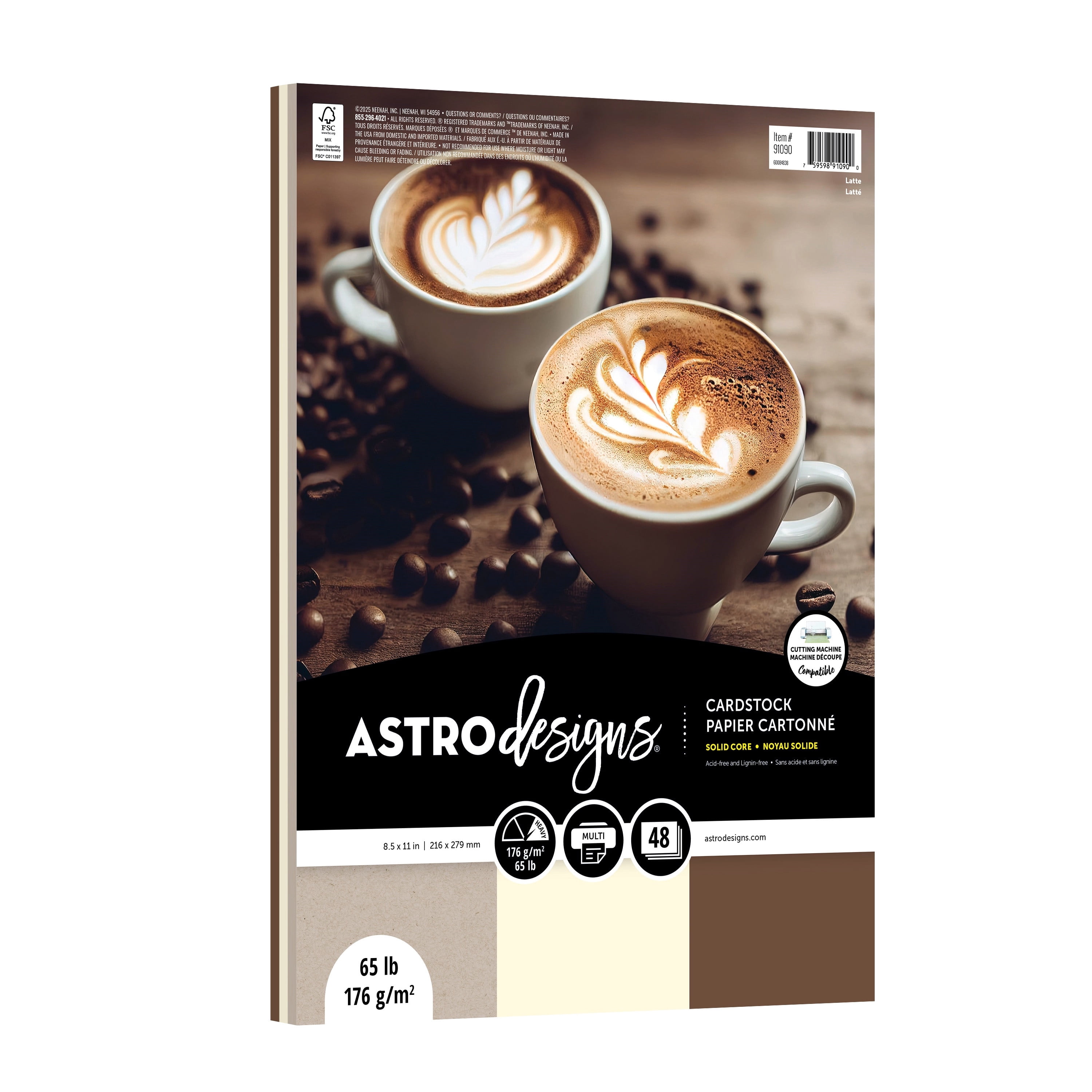 Astrodesigns Cardstock, Latte Assortment, 8.5" x 11", 65 lb./176 Gsm, 48 Sheets (91090)