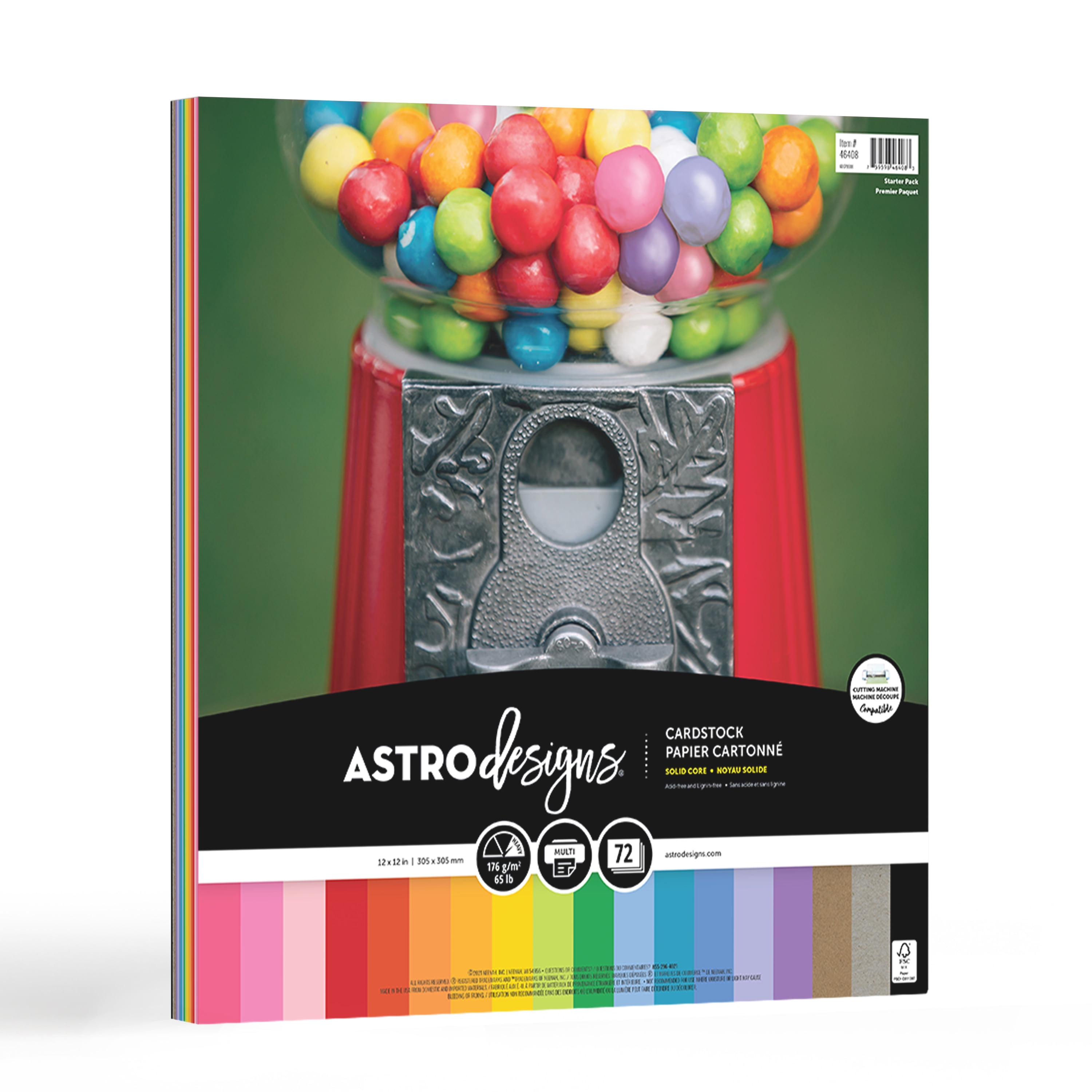 Astrodesigns Cardstock, Starter Pack 18-Color Assortment, 12" x 12", 65 lb/176 Gsm, 72 Sheets