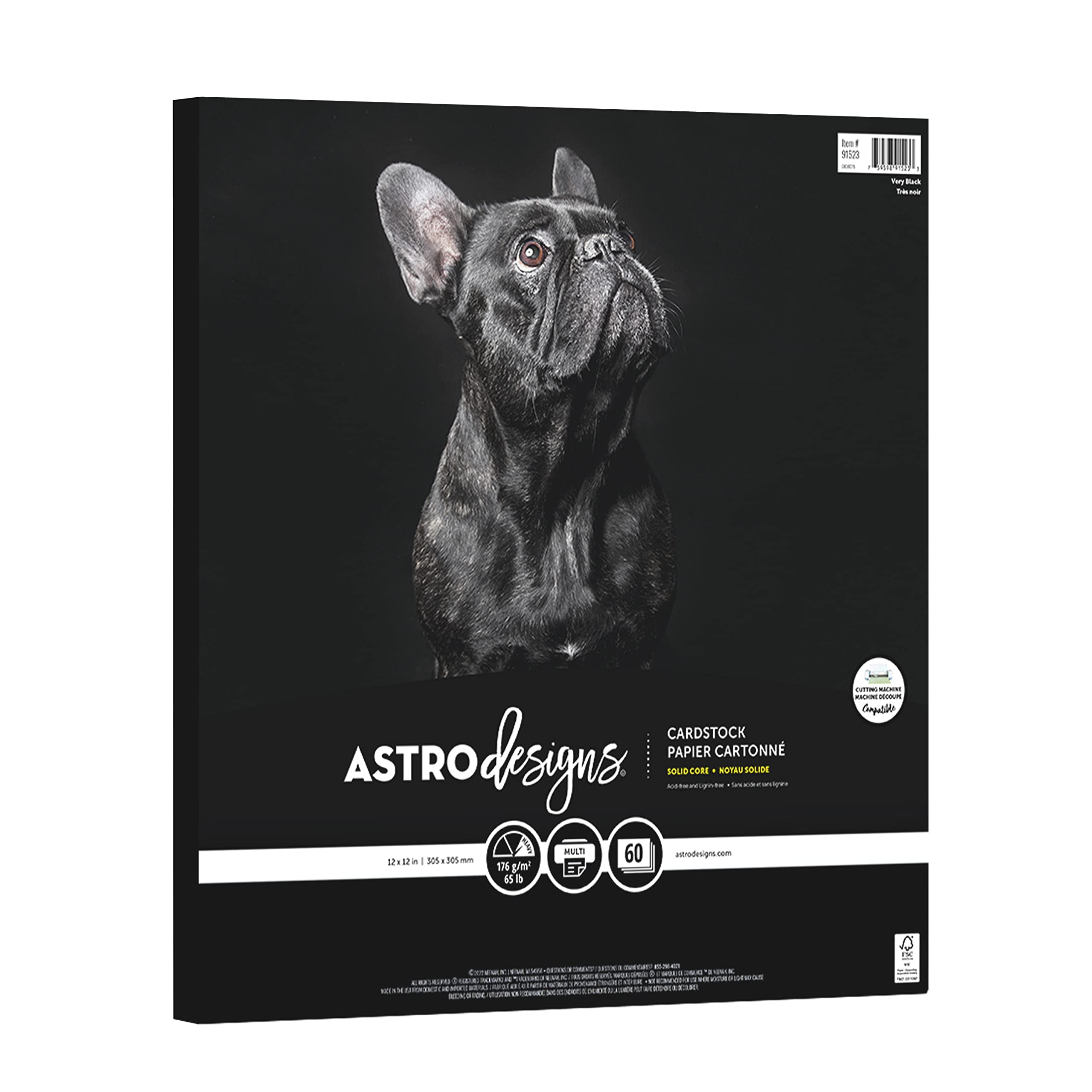 Cartoncino Astrodesigns Crafting 30,5x30,5 Cm - Nero Intenso, 176 GSM, 60 Fogli, FSC, Ideale Per Scrapbooking E Biglietti, Compatibile Con Taglio Elettronico