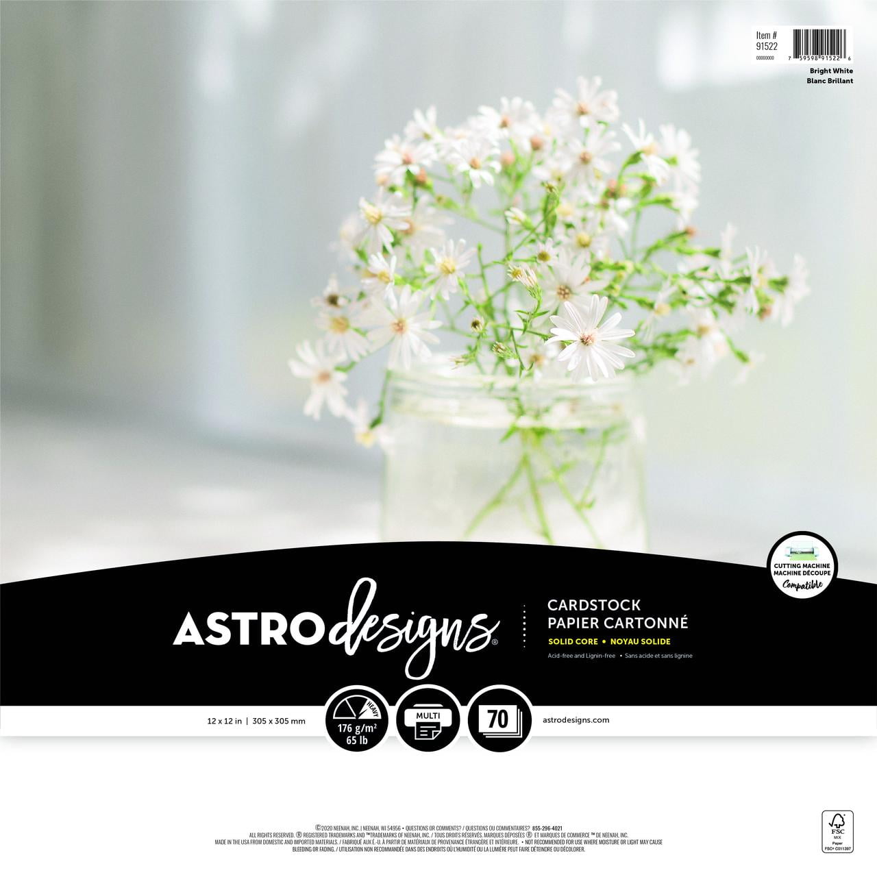 Astrodesigns Crafting Cardstock, 12" YPF5 X 12", 65 Lb/176 Gsm