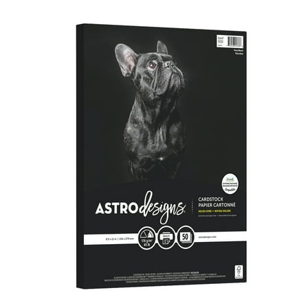 Astrodesigns 8.5" x 11" Very Black Cardstock, 65 lb./176 Gsm, 50 Sheets