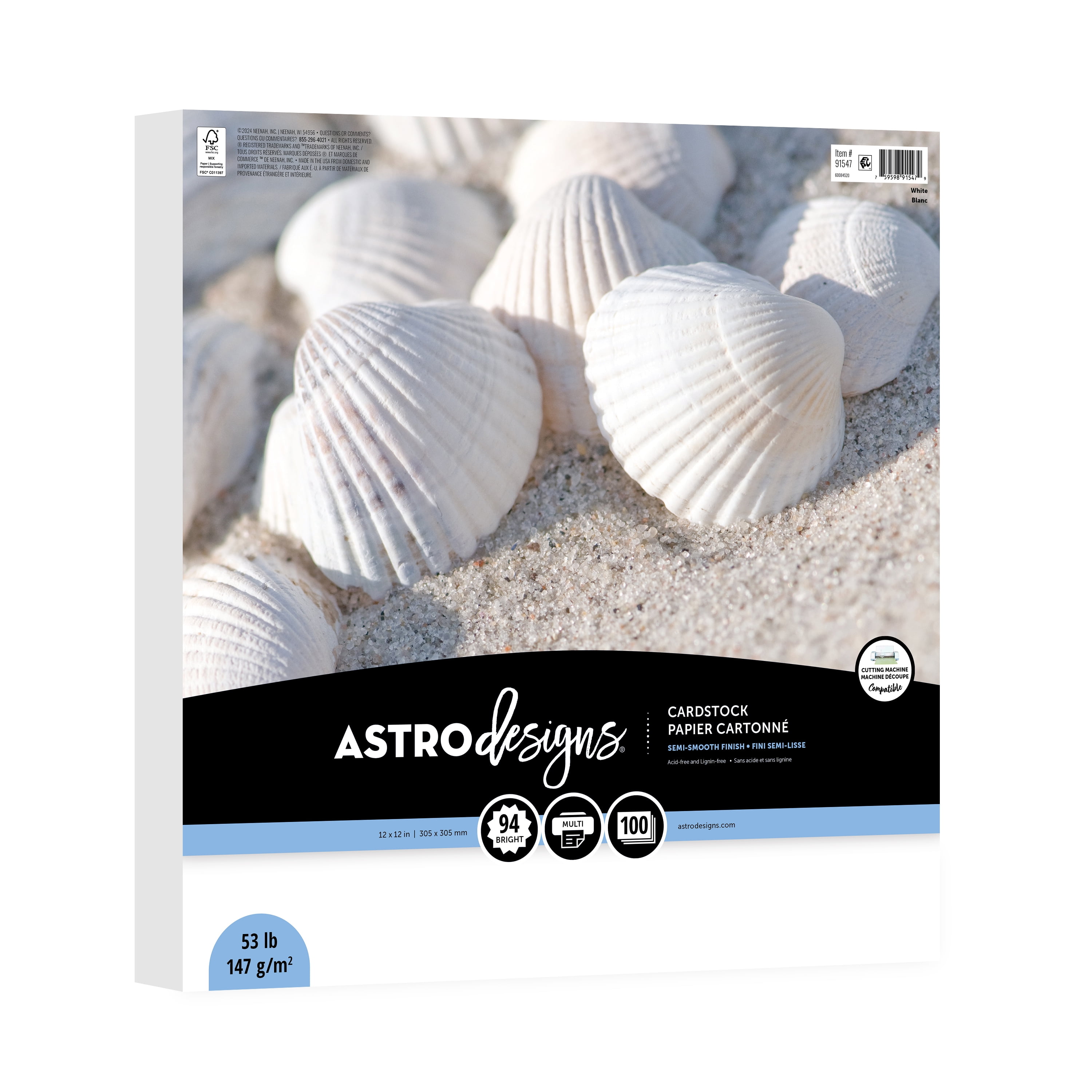 Astrodesigns Cardstock, White, 12" x 12"