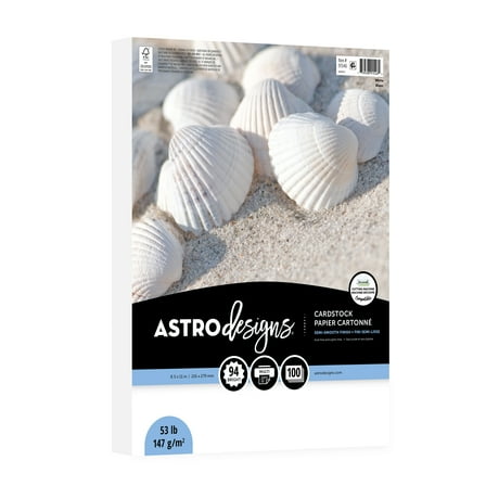 Astrodesigns White Cardstock, 8.5" x 11", 147 Gsm, 100 Sheets