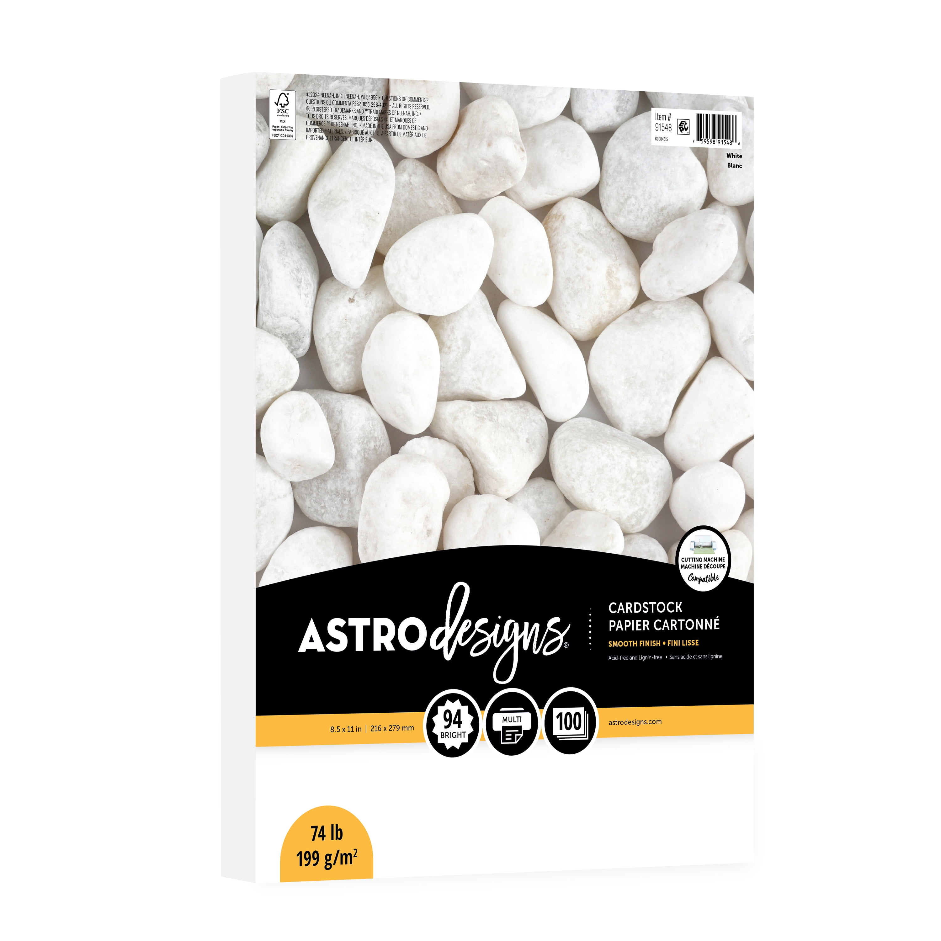 Astrodesigns Cardstock, White, 8.5" x 11"