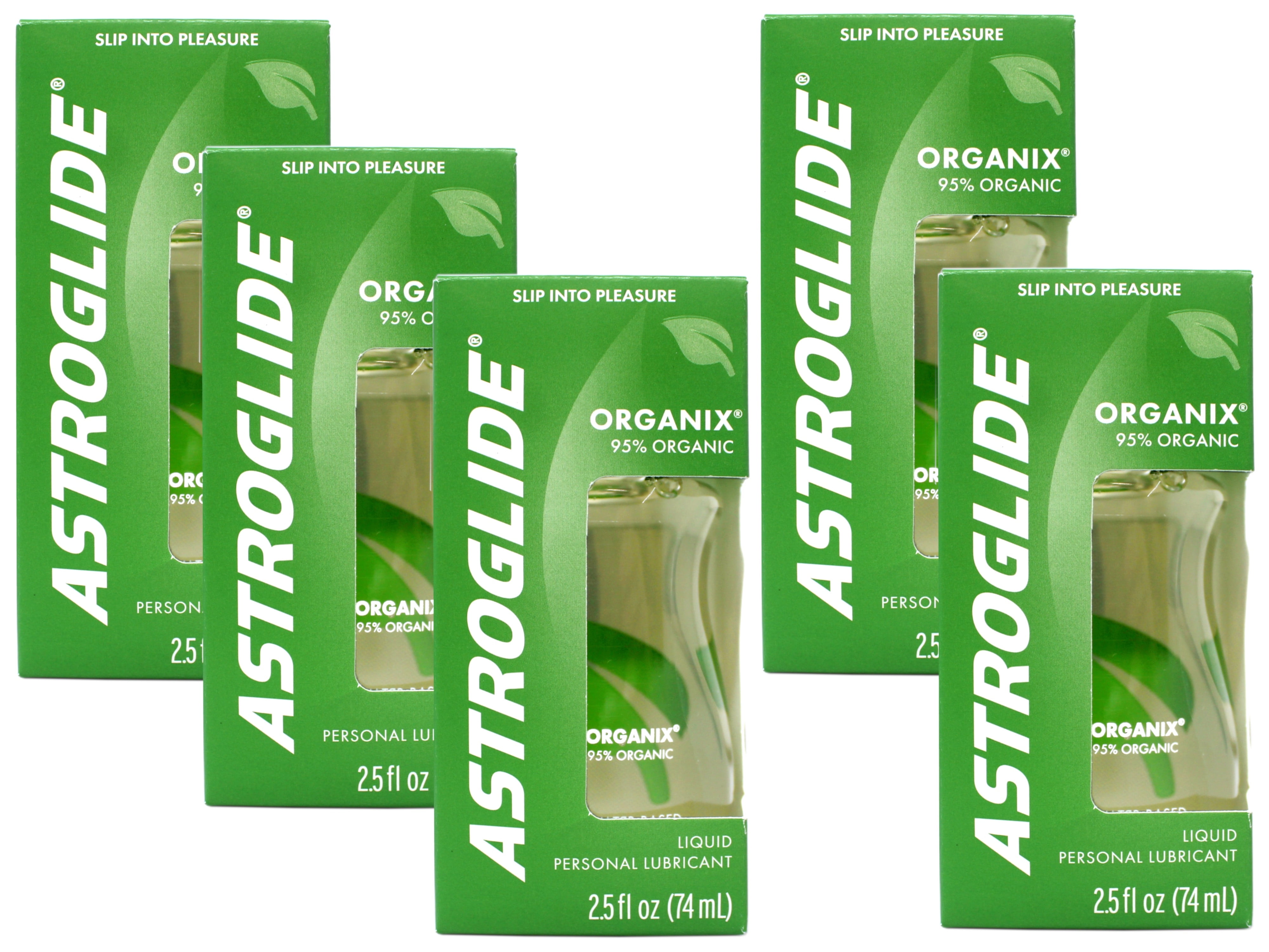 Astroglide Organix Water Based Personal Lubricant with 95% Organic Ingredients, 2.5 FL OZ - 5 Pack