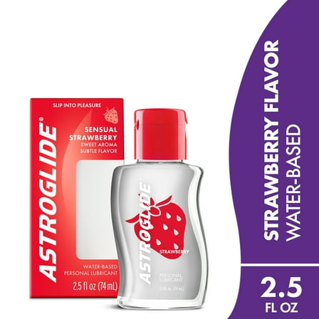 Astroglide Strawberry Flavored Water Based Lube, for Men, for Women, Condom Compatible, 2.5oz