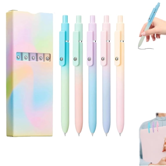 Astroline Pen, Astrolone Gel Pens, Gradient Gel Pen Set, Press Type Quick Drying Carbon GelPens with Fidget Ball, 0.7mm Black Ink Pens for Journaling Note Taking