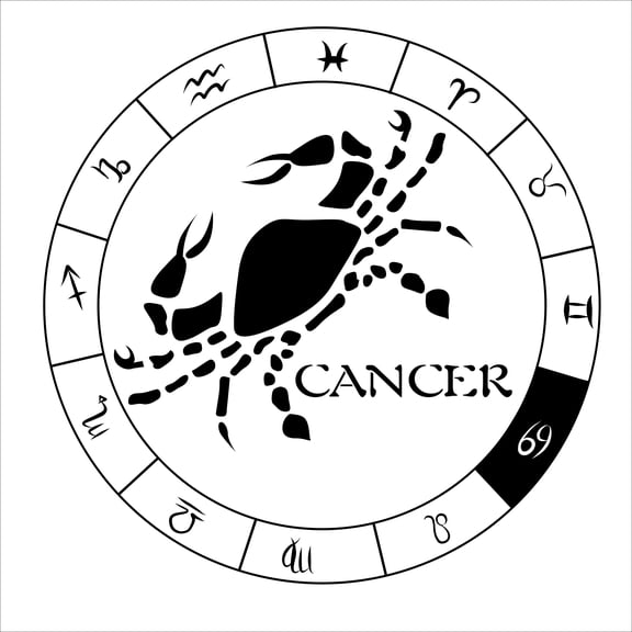 Astrological Sign Cancer Wall Art Decal | 20" x 20" Vinyl Adhesive Stick And Peel Pictograph Constellations Home Decor - DIY Bedroom Living Room Zodiac Symbol Removable Decoration Sticker