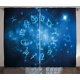 thumbnail image 1 of Ambesonne Astrology Curtains 2 Panel Set, Horoscope Wheel Signs, 108" x 63", Navy Blue Sky Blue, 1 of 3
