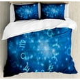 thumbnail image 1 of Astrology Duvet Cover Set, Abstract Horoscope Wheel with Signs Aquarius Lion Taurus Libra, Decorative 3 Piece Bedding Set with 2 Pillow Shams, King Size, Navy Blue Sky Blue, by Ambesonne, 1 of 3
