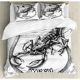 thumbnail image 1 of Astrology Duvet Cover Set, Black and White Heraldry Zodiac Scorpio Image Graphic with Claws Stars Design, Decorative 3 Piece Bedding Set with 2 Pillow Shams, Queen Size, Black White, by Ambesonne, 1 of 3