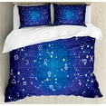 thumbnail image 1 of Astrology Duvet Cover Set, Constellation of Zodiac and Planets Original Coordinates of Celestial Body Pattern, Decorative 3 Piece Bedding Set with 2 Pillow Shams, Queen Size, Dark Blue, by Ambesonne, 1 of 3