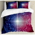 thumbnail image 1 of Astrology Duvet Cover Set, Horoscope Geometrical Dots Connected Star Shapes Image, Decorative 3 Piece Bedding Set with 2 Pillow Shams, Queen Size, Blue White and Red, by Ambesonne, 1 of 3