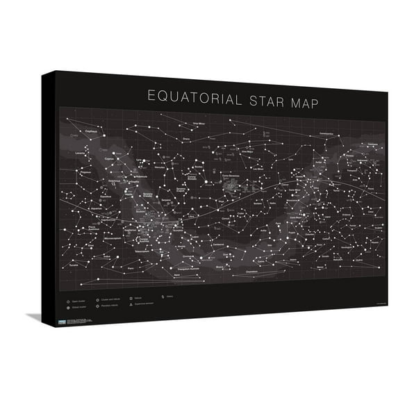 Astrology - Equatorial Star Map Canvas Wall Poster, 14.725" x 22.375"