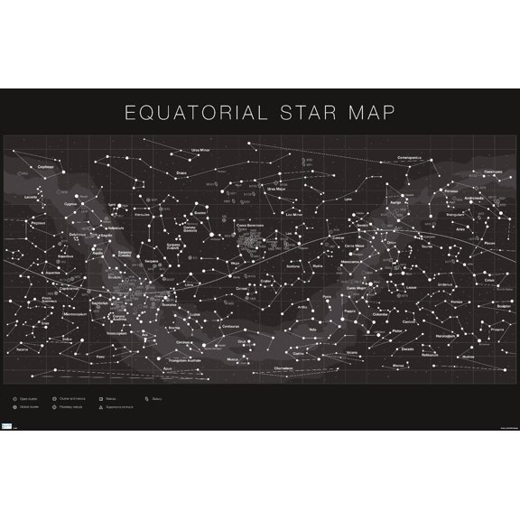 Astrology - Equatorial Star Map Wall Poster, 22.375" x 34"