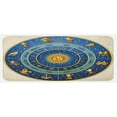 thumbnail image 1 of Astrology Kitchen Mat, Wheel of Astrological Signs Names Dates Moon Sun in Middle, Plush Decorative Kitchen Mat with Non Slip Backing, 47" X 19", Blue Yellow and Cream, by Ambesonne, 1 of 1