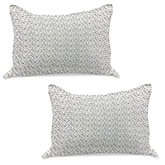 Astrology Knitted Quilt Pillowcover Set of 2, Zodiac Prediction of Future Aries Aquarius Cancer Gemini Taurus, Standard Queen Pillow Sham Bedroom, 30" x 20", Black Grey White, by Ambesonne