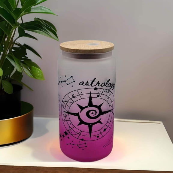 Astrology Lover Beer Can Glass | Boho Numerology Coffee Glass| 16 oz