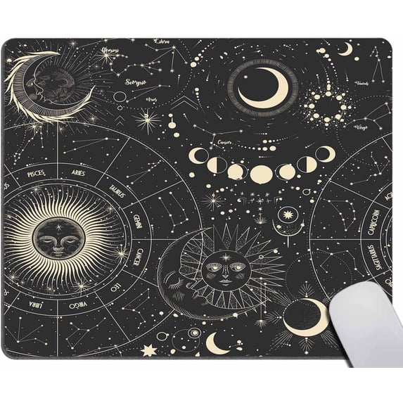 Astrology Moon Sun Mouse Pad, Comfortable Mouse Pads with Non-Slip Rubber Base, Washable Mousepads Bulk with Lycra Cloth, Mouse Pads for Computers Laptop Mouse 7.9 x 9.5 x 0.12 inch