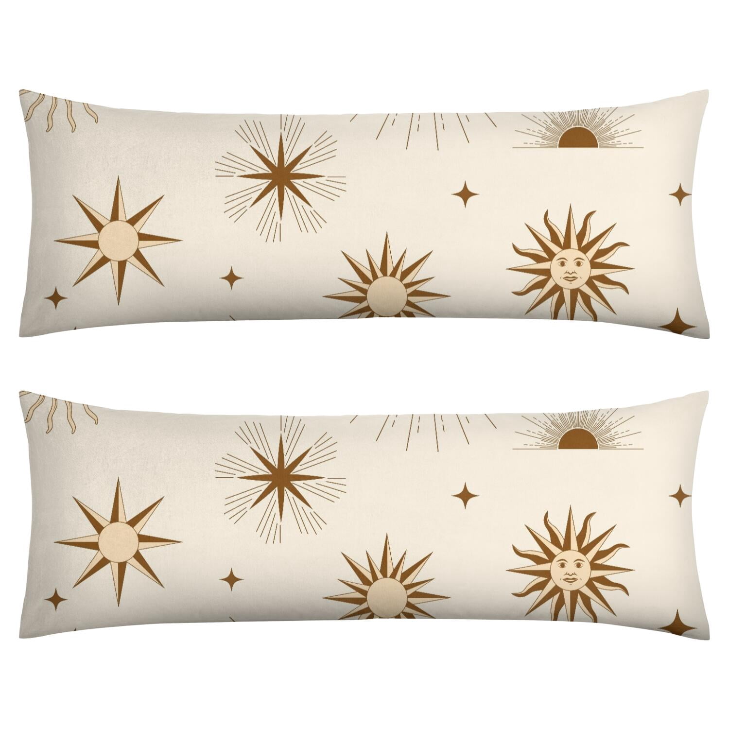 Astrology Print Body Pillow Cover - Celestial Sun Moon Star Design, 20" x 54" Full-Length Support, Cozy & Breathable Pillowcase for Bed or Couch