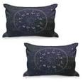 thumbnail image 1 of Astrology Quilted Pillowcover Set of 2, Horoscope Zodiac Sign in Circle Wheel Shape on Star Seem Backdrop Print, Standard Queen Size Pillow Cover Bedroom, 30" x 20", Dark Blue and White, by Ambesonne, 1 of 1