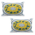 thumbnail image 1 of Astrology Quilted Pillowcover Set of 2, Modern Original Zodiac Natal Chart with Colorful Esoteric Design Print, Standard Queen Size Pillow Cover for Bedroom, 30" x 20", Yellow Blue, by Ambesonne, 1 of 1