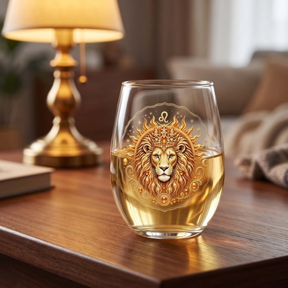 Astrology Sign Stemless Wine Glass, Vintage Style Constellation Glassware, Personalized Birthday Present For Friends Family, Decorative for Party Dinner Home Use