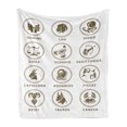 thumbnail image 1 of Astrology Soft Flannel Fleece Blanket, Classic Zodiac Chart Astrologicy Signs Stiylish Constellation Art Lllustration, Cozy Plush for Indoor and Outdoor Use, 70" x 90", White Sepia, by Ambesonne, 1 of 5