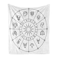 thumbnail image 1 of Astrology Soft Flannel Fleece Blanket, Sketchy Zodiacal Circle with Astrology Signs Aries Aquarius Pisces Lion Art, Cozy Plush for Indoor and Outdoor Use, 60" x 80", Black and White, by Ambesonne, 1 of 6