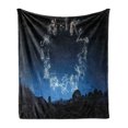 thumbnail image 1 of Astrology Soft Flannel Fleece Blanket, Sketchy Zodiacal Sign Dots in Ombre Night Dark Sky in Forest Art Print, Cozy Plush for Indoor and Outdoor Use, 50" x 60", Dark Blue and White, by Ambesonne, 1 of 5