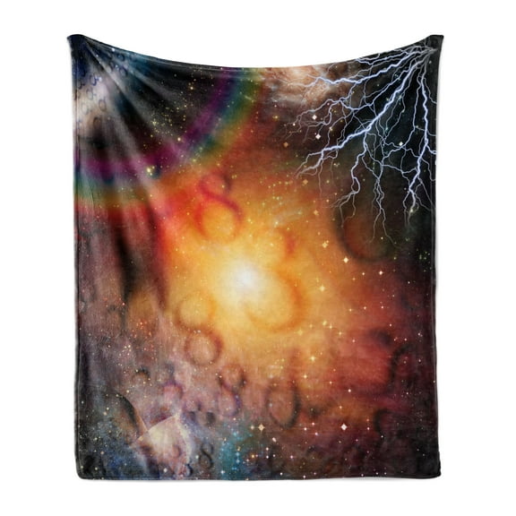 Astrology Soft Flannel Fleece Throw Blanket, Abstract Astral Illustration of the Universe Electricity in Infinity, Cozy Plush for Indoor and Outdoor Use, 70" x 90", Multicolor, by Ambesonne
