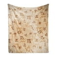thumbnail image 1 of Astrology Soft Flannel Fleece Throw Blanket, Abstract Astrological Zodiac Signs Grunge Backdrop Image, Cozy Plush for Indoor and Outdoor Use, 50" x 60", Pale Brown and Caramel, by Ambesonne, 1 of 5